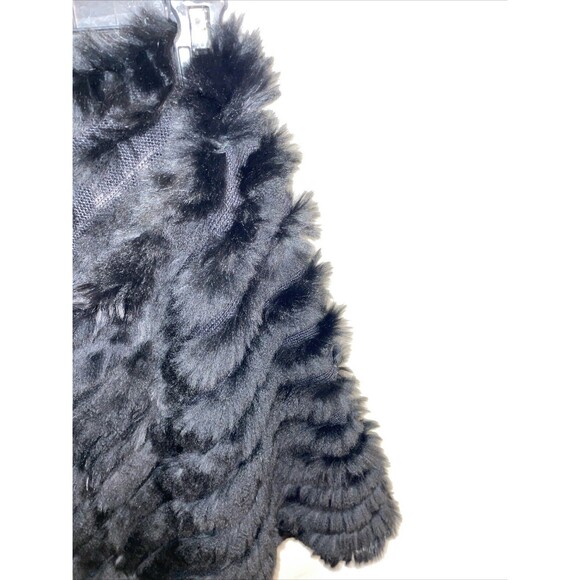 Luii Women’s Fur Stole Size Medium Black Striped Rabbit Fur Going Out Party - Picture 4 of 12